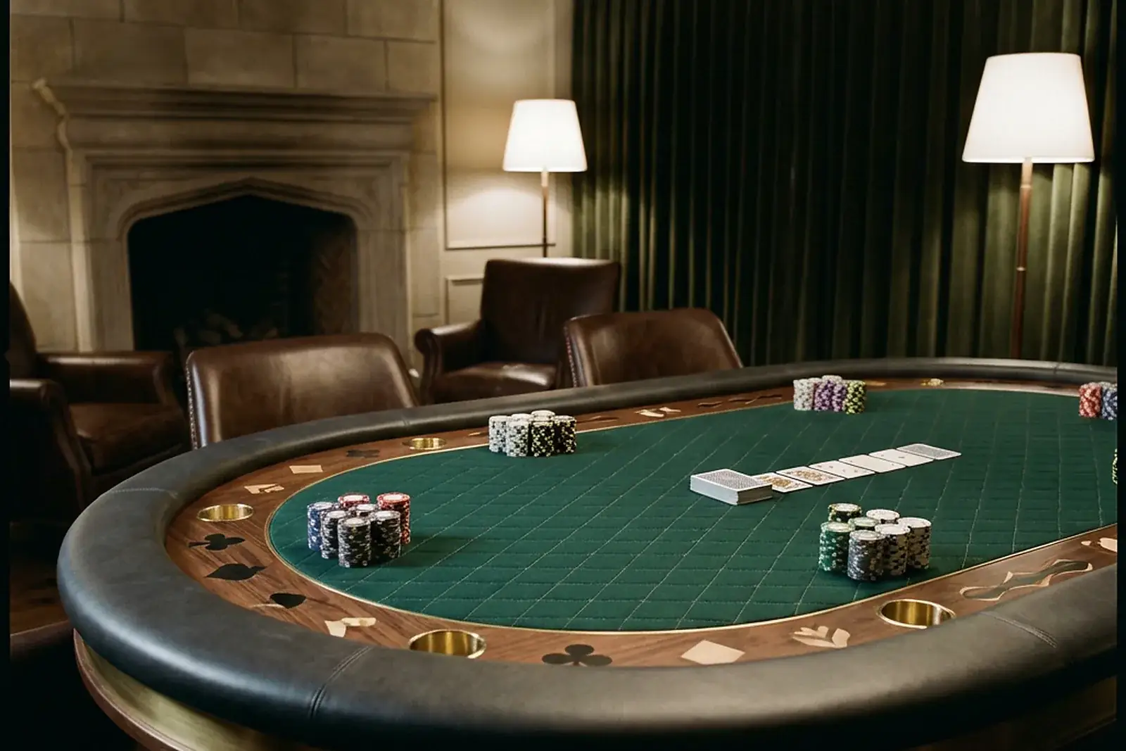 Luxury custom poker table in a private premium room