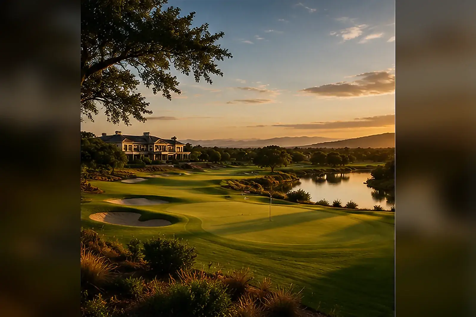 Luxury South African golf course at golden hour